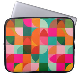 Kleurrijke geometrische patroon retro midden eeuw laptop sleeve