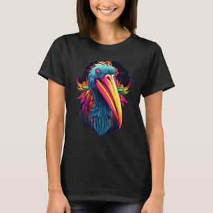 Kleurrijke Geometrische Pelikaan Pop Dier T-shirt