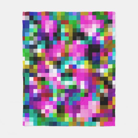 Kleurrijke geometrische pixel pixelated plaid fleece deken (Voorkant)