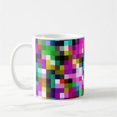 Kleurrijke geometrische pixel pixelated plaid koffiemok (Links)
