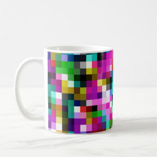 Kleurrijke geometrische pixel pixelated plaid koffiemok