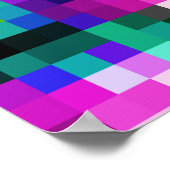 Kleurrijke geometrische pixel pixelated plaid poster (Hoek)