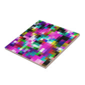 Kleurrijke geometrische pixel pixelated plaid tegeltje (Zijkant)