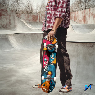 Kleurrijke Geometrische Pop Art - Rijd Snel, Leef Persoonlijk Skateboard