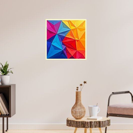 Kleurrijke Geometrische Prisma Abstracte Kunst Poster (Woonkamer 3)