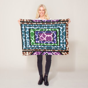 Kleurrijke Geometrische Regenboog Giraffe Dierprin Fleece Deken