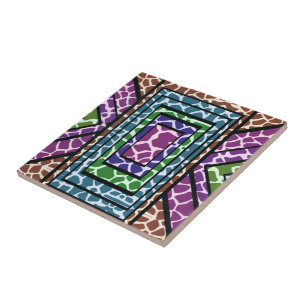 Kleurrijke Geometrische Regenboog Giraffe Dierprin Tegeltje