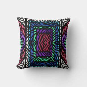 Kleurrijke Geometrische Regenboog Zebra Dierprint Kussen