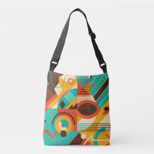 Kleurrijke geometrische retro: abstractie. crossbody tas