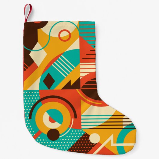 Kleurrijke geometrische retro:  abstractie. kleine kerstsok (Voorkant)