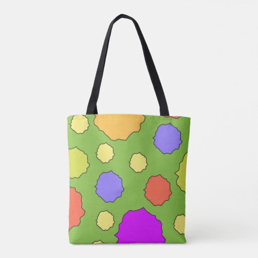 Kleurrijke Geometrische Retro Funky Circles canvas Tote Bag (Achterkant)