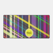 Kleurrijke geometrische retro lijnen patroon Monog Bureaumat (Voorkant)
