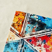 Kleurrijke geometrische spetterkunst strandlaken (In situ)