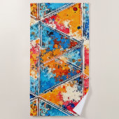 Kleurrijke geometrische spetterkunst strandlaken (Voorkant)