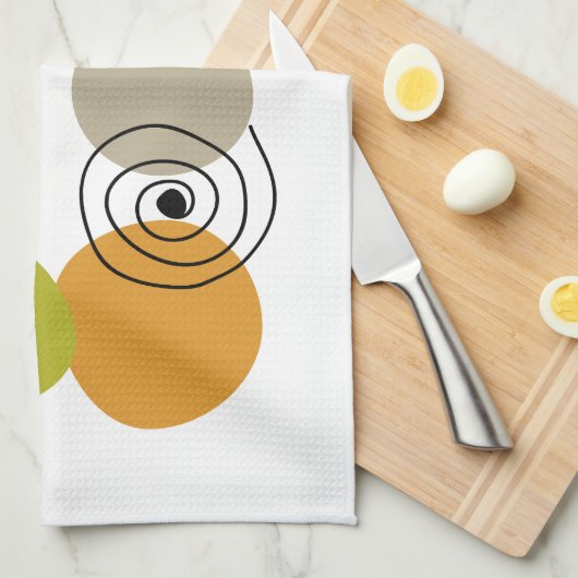 Kleurrijke geometrische spiralen midden eeuw moder theedoek (Quarter Fold)