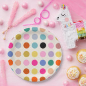 Kleurrijke  geometrische Stippen Papieren Bordje (Feest)