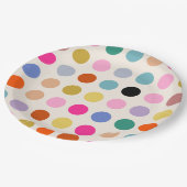 Kleurrijke  geometrische Stippen Papieren Bordje (Gekanteld)