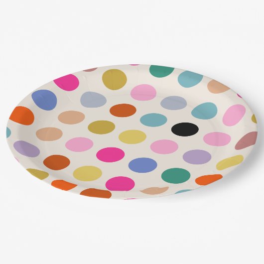 Kleurrijke  geometrische Stippen Papieren Bordje (Gekanteld)
