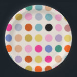 Kleurrijke  geometrische Stippen Papieren Bordje<br><div class="desc">Kleurrijke  geometrische stippen - retrodesign - roomwitte achtergrond en kleurrijke stippen in roze,  geel,  groen,  blauw en oranje.</div>