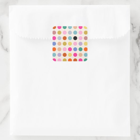 Kleurrijke  geometrische Stippen Vierkante Sticker (Tas)