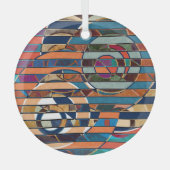 Kleurrijke geometrische strepen, Abstract Glas Ornament (Voorkant)