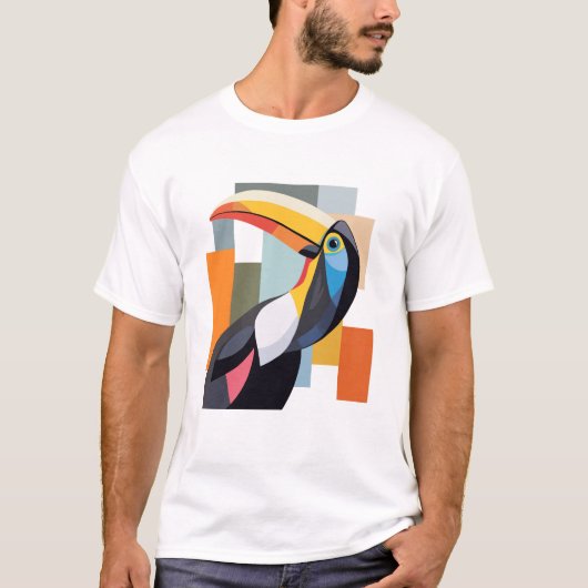 Kleurrijke geometrische Toucan Bird T-shirt (Voorkant)