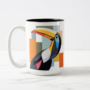 Kleurrijke geometrische Toucan Bird Tweekleurige Koffiemok