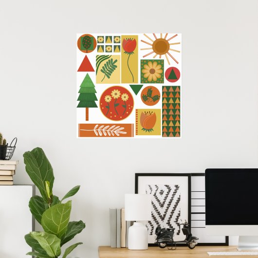 Kleurrijke geometrische tuin | Plant liefhebbers Poster (Thuiskantoor)