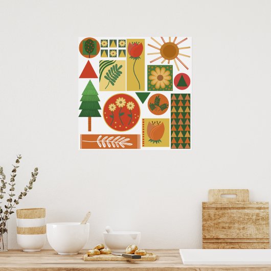 Kleurrijke geometrische tuin | Plant liefhebbers Poster (Keuken)