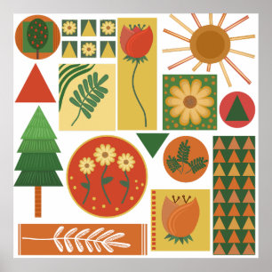 Kleurrijke geometrische tuin Plant liefhebbers Poster