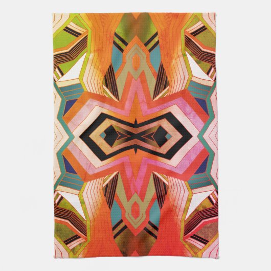 Kleurrijke geometrische vibes theedoek (Verticaal)