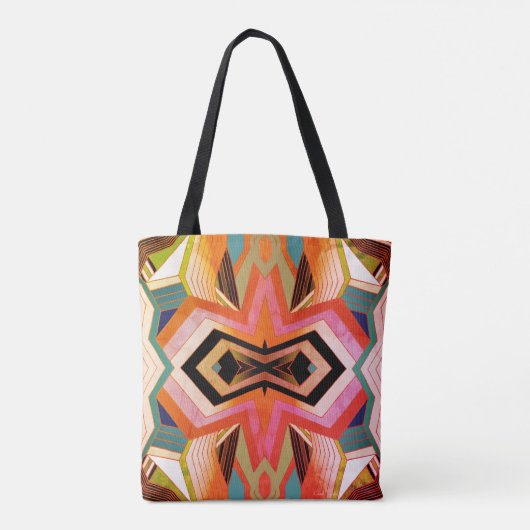 Kleurrijke  geometrische vibes tote bag (Achterkant)