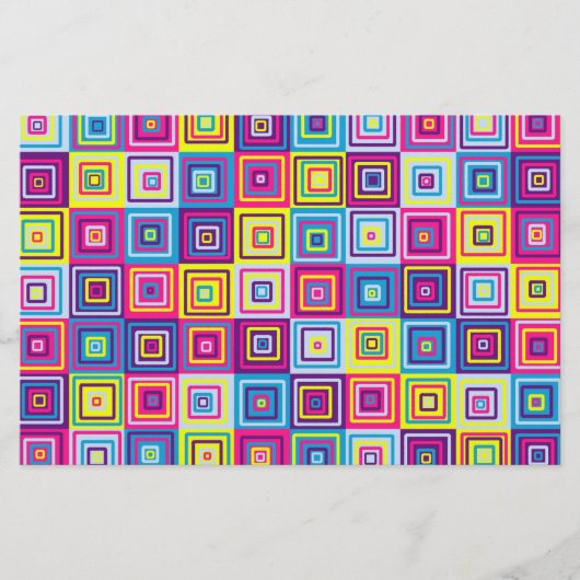 Kleurrijke Geometrische Vierkanten Briefpapier (Voorkant)