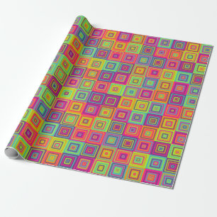 Kleurrijke Geometrische Vierkanten Cadeaupapier