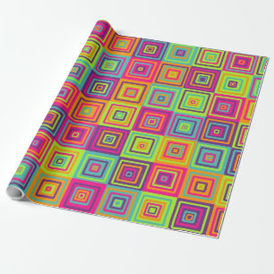 Kleurrijke geometrische vierkanten cadeaupapier