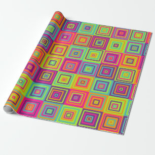 Kleurrijke geometrische vierkanten cadeaupapier