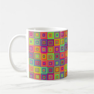 Kleurrijke geometrische vierkanten koffiemok