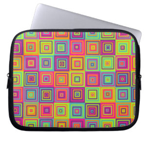 Kleurrijke geometrische vierkanten laptop sleeve