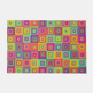 Kleurrijke Geometrische Vierkanten Patroon Deurmat