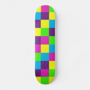 Kleurrijke Geometrische Vierkanten Patroon Skateboard