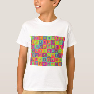 Kleurrijke Geometrische Vierkanten Patroon T-shirt