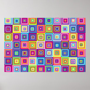 Kleurrijke geometrische vierkanten poster