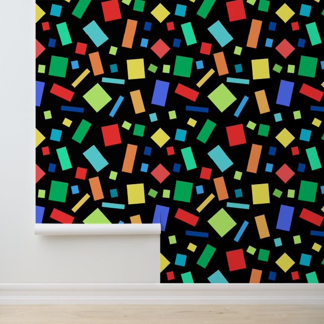 Kleurrijke geometrische vierkanten & rechthoeken K Behang (Applicatie)