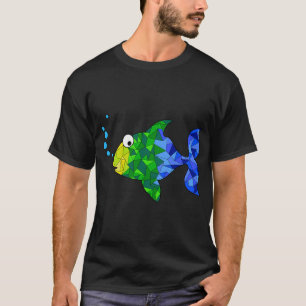 Kleurrijke geometrische vis t-shirt
