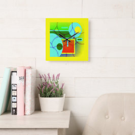 Kleurrijke geometrische vormen Abstracte kunst Vierkante Klok