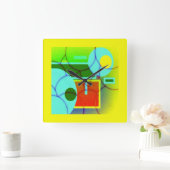 Kleurrijke geometrische vormen Abstracte kunst Vierkante Klok (Huis)