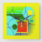 Kleurrijke geometrische vormen Abstracte kunst Vierkante Klok (Voorkant)