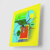 Kleurrijke geometrische vormen Abstracte kunst Vierkante Klok (Hoek)