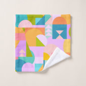 Kleurrijke geometrische vormen collage in heldere bad handdoek (Wasdoekje)