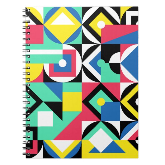 Kleurrijke geometrische vormen decoratief Ornament Notitieboek (Voorkant)